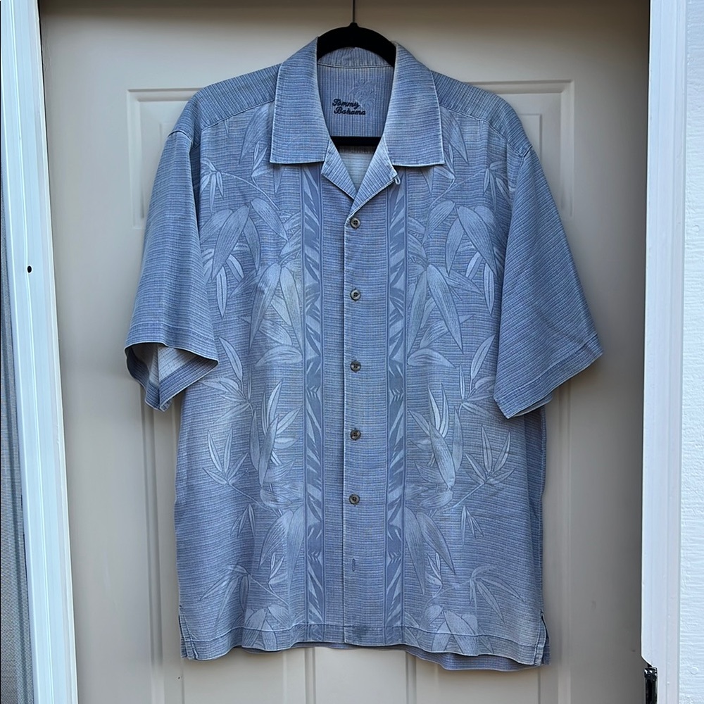 Tommy Bahama Light Blue Bamboo Jacquard Shirt – Textured Camp Shirt